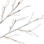 Lumineo Albero Innevato 48 LED 125 cm, dettaglio ravvicinato dei rami innevati con luci LED bianco calde accese