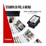 Cartuccia Canon PG-545 Black con dettaglio etichetta e stampe fotografiche realizzate fino a 180 pagine