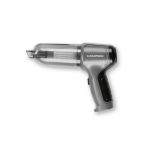 Aspirapolvere a batteria CLEANmaxx senza fili grigio, vista laterale con serbatoio trasparente