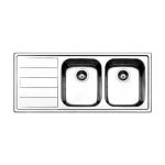 Lavello Apell LN1162ILBC Linear inox vista dall'alto con 2 vasche e gocciolatoio sinistro