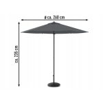 Ombrellone Livarno Home antracite con schema dimensioni: diametro 260cm e altezza 235cm