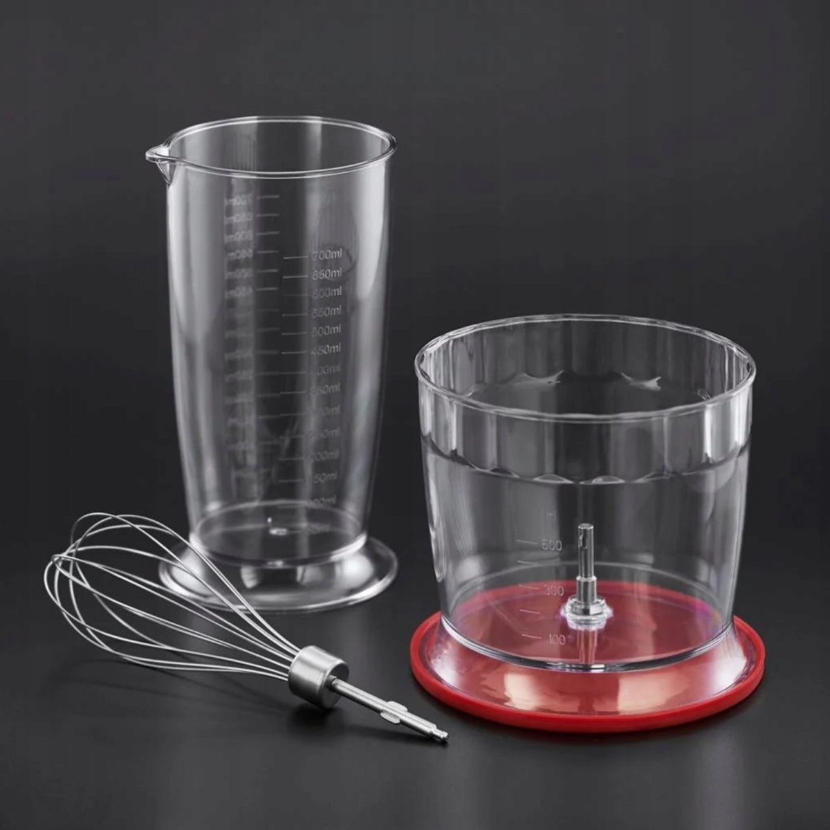 Accessori del mixer Russell Hobbs: caraffa graduata, tritatutto e frusta in acciaio inox