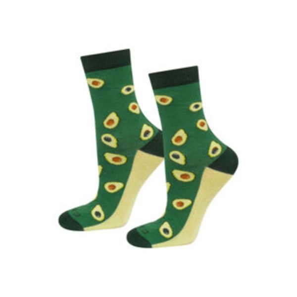 Calze Soxo fantasia avocado verdi in cotone taglia 41-46, vista completa del paio