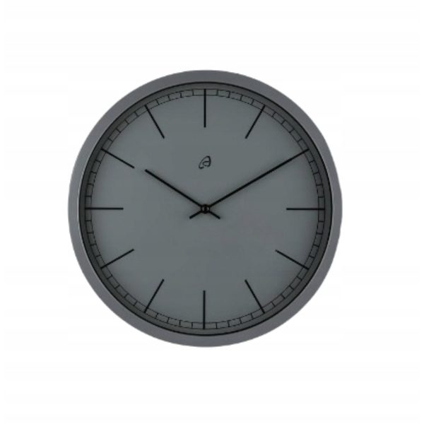 Auriol orologio da parete grigio al quarzo, vista frontale con quadrante minimal e indici senza numeri