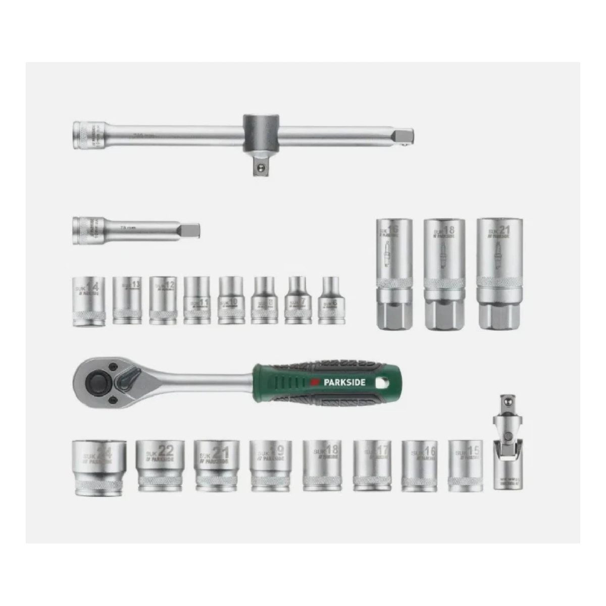 Parkside Set Chiavi a Bussola 24 Pezzi Cricchetti Reversibili 1/2" e 1/4" Acciaio - immagine 3