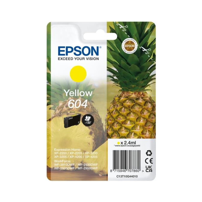 3kgJ5e1ZBcdjOwa4bJ8Q9smUDMmIFQiZFLkN54MH.jpg Epson 604 Cartuccia Originale Giallo 2,4ml 130 pagine per XP-4200 WF-2910DWF - immagine 1