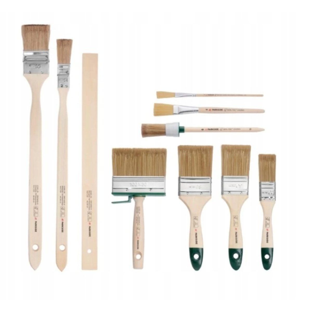 9oefwvAC2TVf1hmWFYaeTVlSqIGO8bq6l0iYFwAQ.jpg Parkside Set 10 Pennelli per Legno Impregnanti e Smalti con Manico Legno FSC - immagine 1