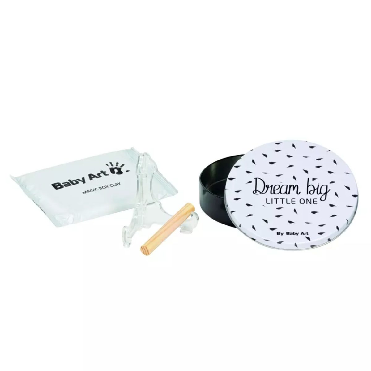 HU7EBKveNAleVlRkXIiJ7UVa9dbdswdlKsxITDVv.jpg Baby Art Magic Box Round Kit Impronta Mani e Piedi Neonato Black and White - immagine 1