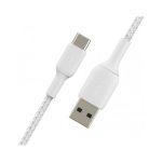 Belkin BoostCharge Cavo USB-A USB-C 1m Nylon Intrecciato 15W Bianco 480Mbps