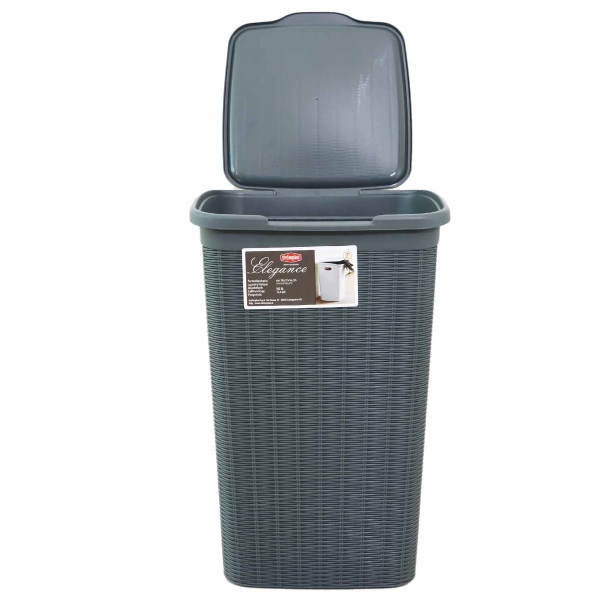 Stefanplast Cesto Portabiancheria Elegance 50L Grigio Coperchio 38x37x54,4 cm - immagine 2