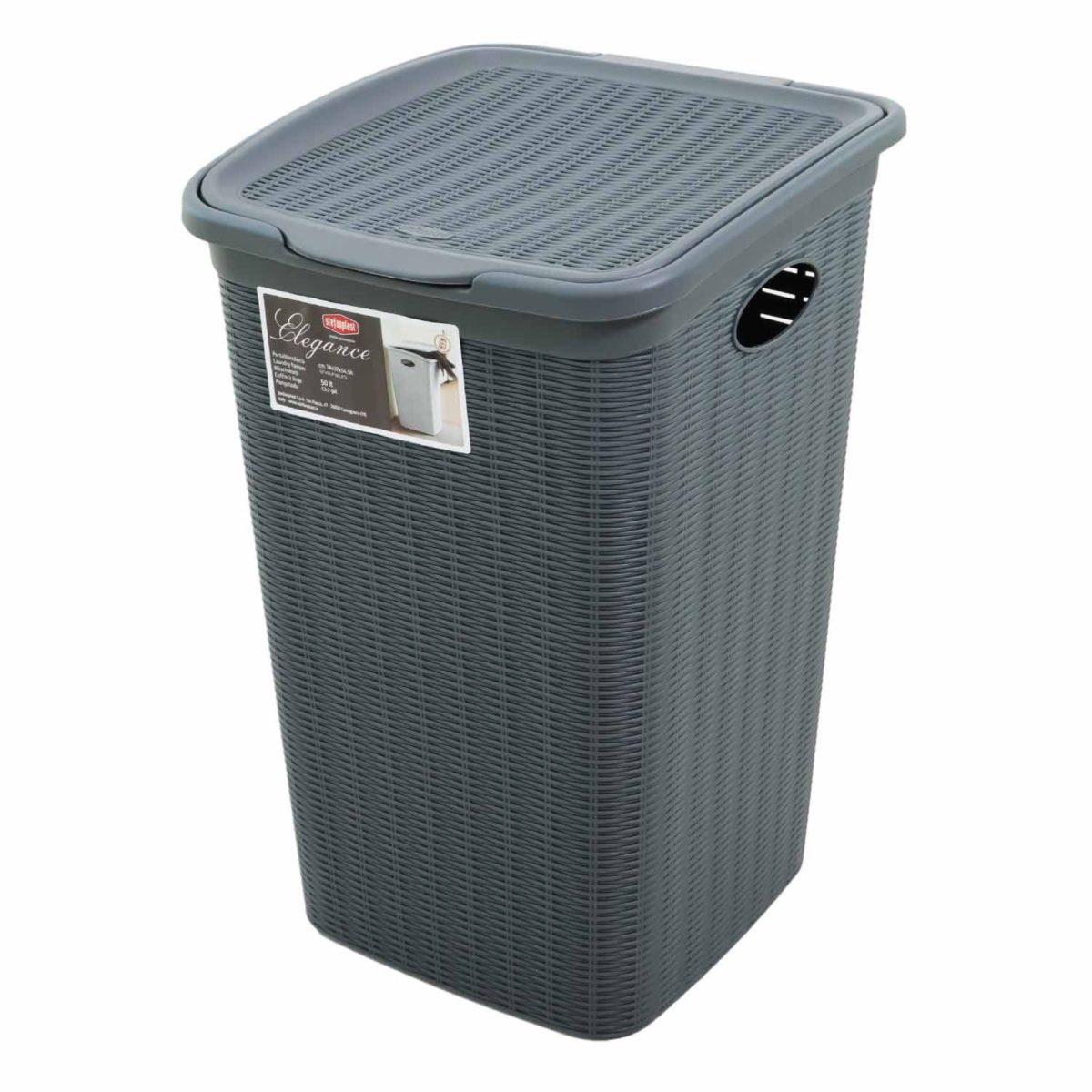 Stefanplast Cesto Portabiancheria Elegance 50L Grigio Coperchio 38x37x54,4 cm - immagine 3
