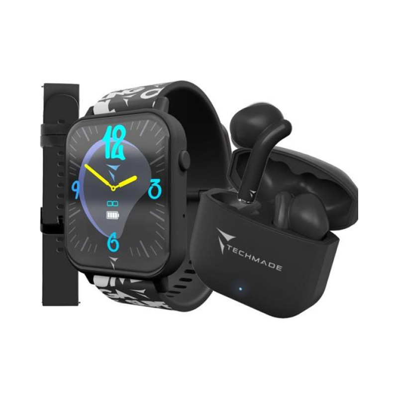 RNNh3ujT2UmLOgJ5PwdmBGBOAQGSfNxHtruPVINA.jpg Techmade Dreamer Smartwatch Chiamate Bluetooth IP67 Nero + 2 Cinturini Silicone - immagine 1