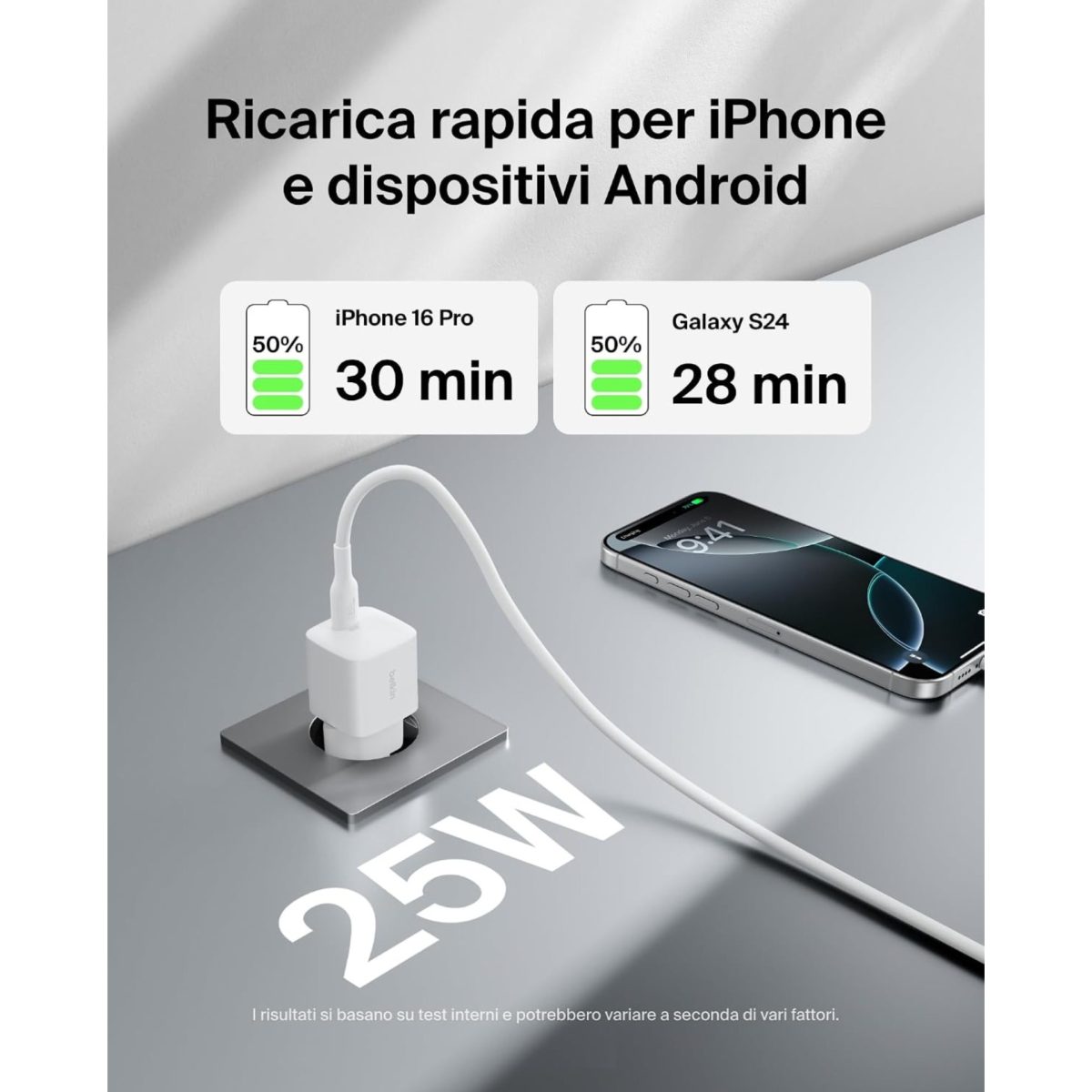 Belkin Caricatore da Parete USB-C 25W PPS BoostCharge Ricarica Rapida Bianco - immagine 2