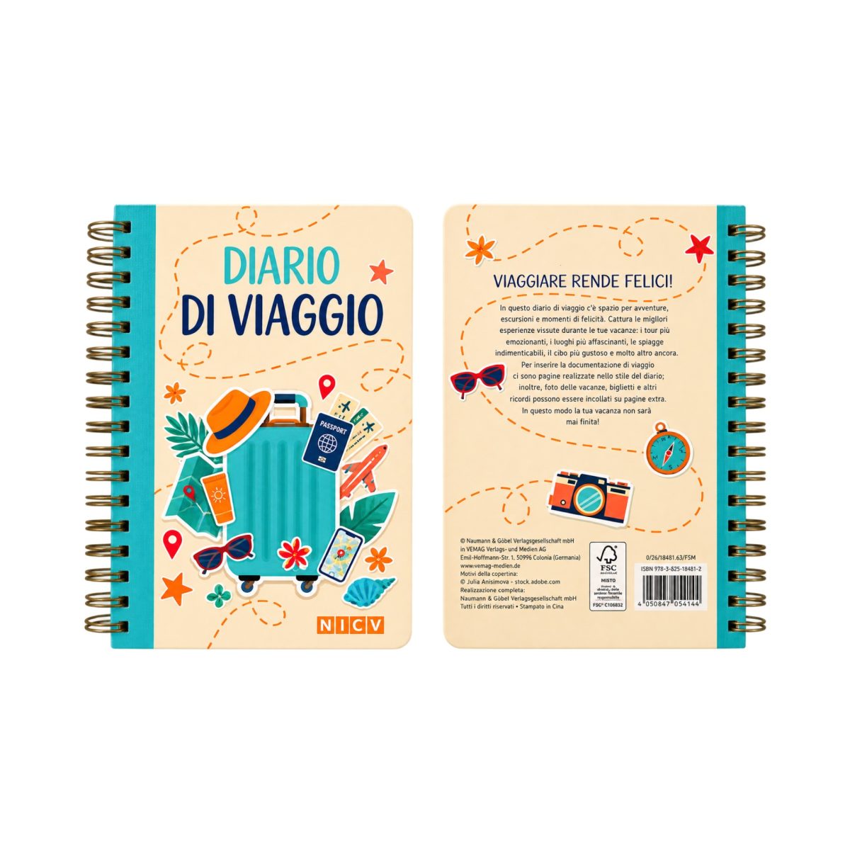 Naumann Diario di Viaggio Copertina Rigida Spirale Album Ricordi Vacanze Carta F - immagine 2