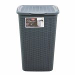 Stefanplast Cesto Portabiancheria Elegance 50L Grigio Coperchio 38x37x54,4 cm