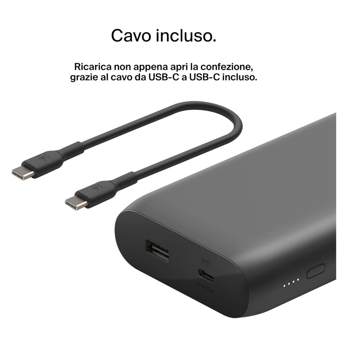 Belkin Batteria esterna 20K USB-C PD, power bank 20.000 mAh per MacBook, iPhone, iPad 30W - immagine 4