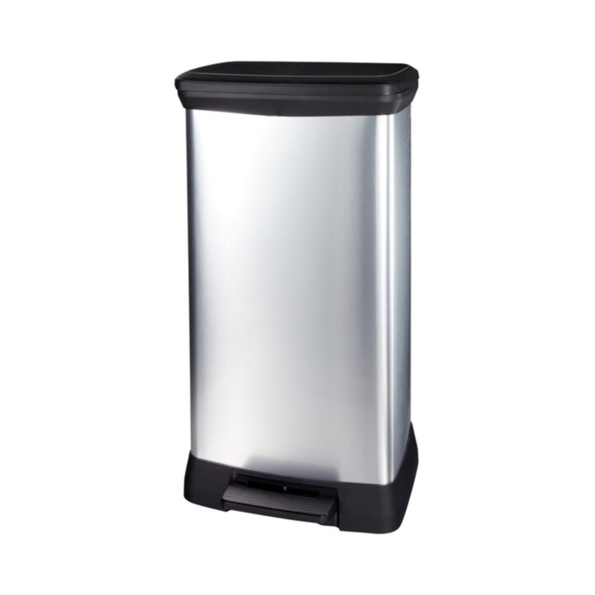 Curver Deco Bin Pattumiera a Pedale 50 L Soft Close Antimpronta Effetto Argento - Nuovo Altro - immagine 2