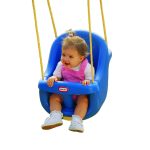 Little Tikes Seggiolino Altalena Bimbi Schienale Alto Blu con Cintura Sicurezza - immagine 2
