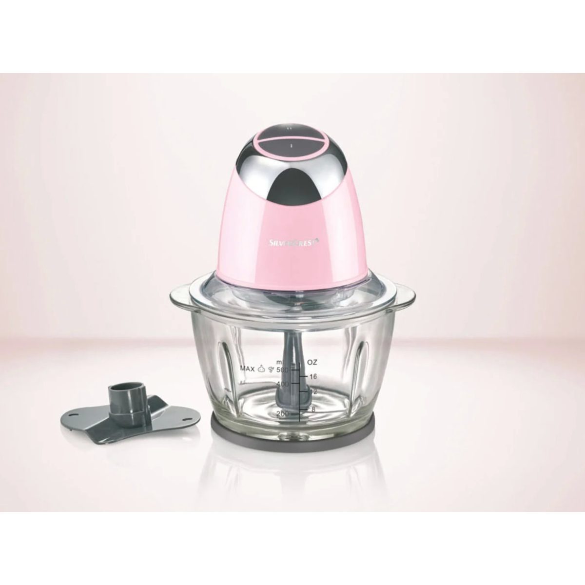 Silvercrest SMZC 500 Tritatutto 500W Ciotola Vetro Trita Verdura Ghiaccio Rosa - immagine 2