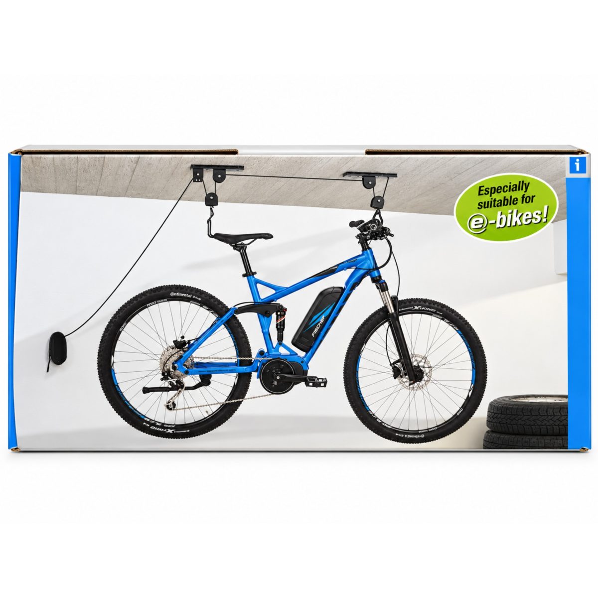 Fischer Lift Plus Supporto a Soffitto per Bicicletta fino 30 kg Portabici Nero - immagine 3