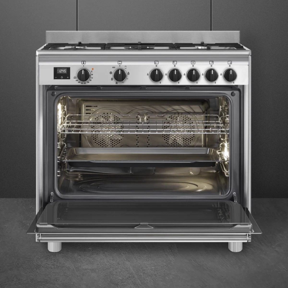 Smeg BG91X2 Cucina a Gas 90x60 Concerto 5 Fuochi Forno Elettrico 115L Acciaio - Difetto Estetico - immagine 3