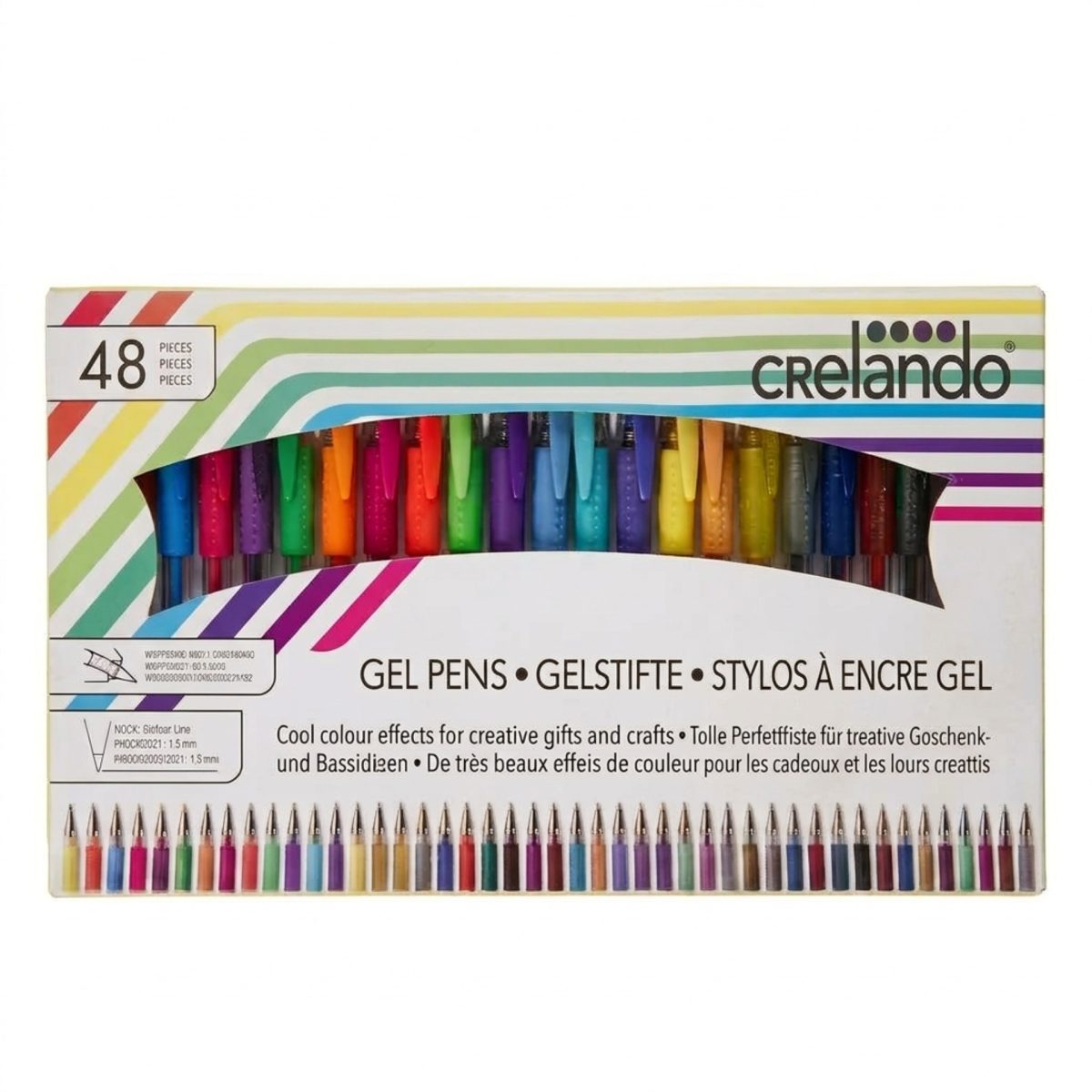 Cu3jT6Eo2ZWMZMDSqTFW6wSTPKDfs0QXxTZnVpKF.jpg Crelando Penne Gel 48 Pezzi Glitter Neon Metallizzate Tratto Sottile Set Colori - immagine 1