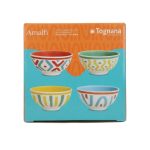 Tognana Set 4 Ciotole Amalfi Porcellana Stile Mediterraneo 13 cm