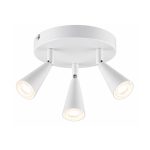 Livarno Plafoniera LED Soffitto Rotonda 3 Faretti Orientabili 3000K Bianca 10W