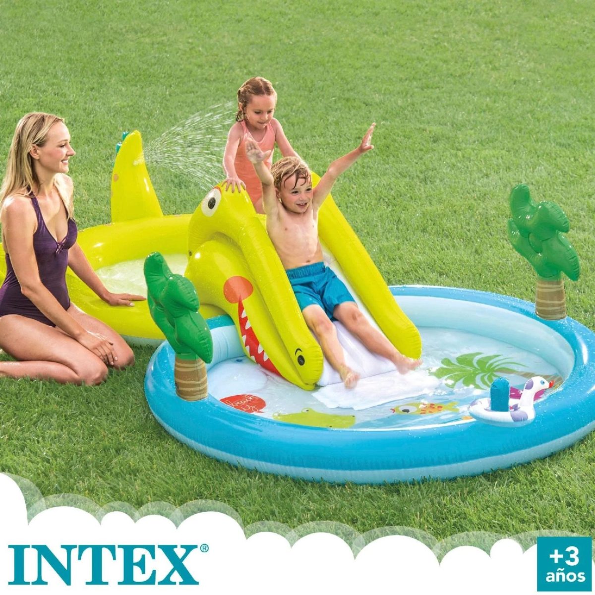 Intex Play Center Coccodrillo 57164 Piscina Gonfiabile con Scivolo e Spruzzino - immagine 4