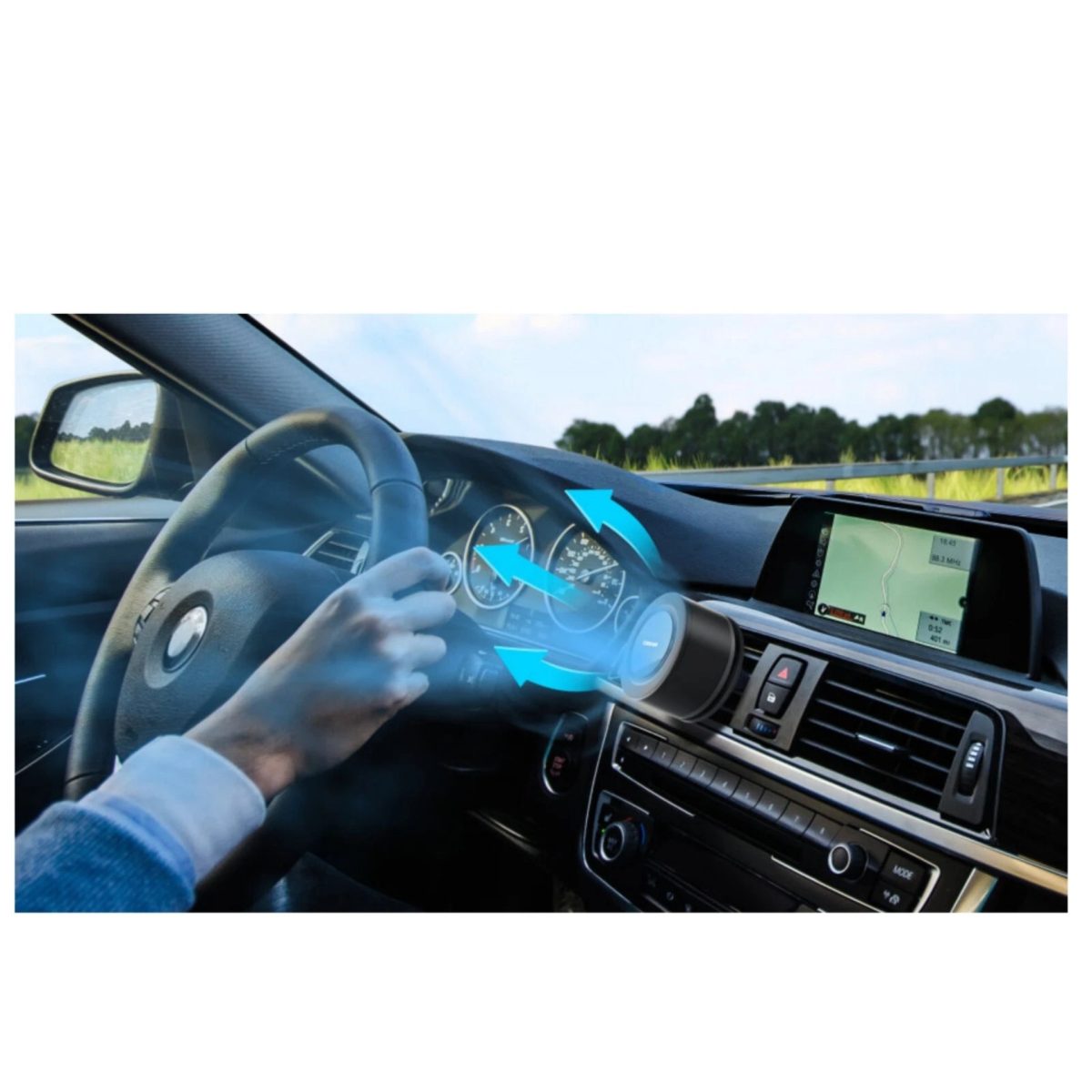 Osram Purificatore Aria Auto AirZing Mini Filtro TiO2 Luce LED UVA USB-C Nero - immagine 3