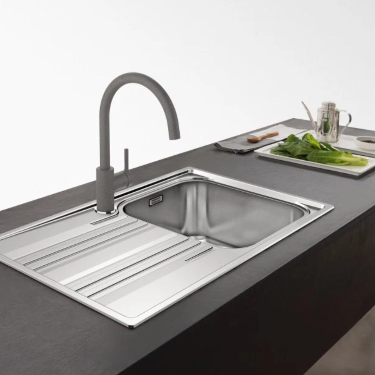 Franke Lina Miscelatore Cucina Monocomando Canna Girevole 360° Stone Grey Ottone - Confezione Danneggiata - immagine 2