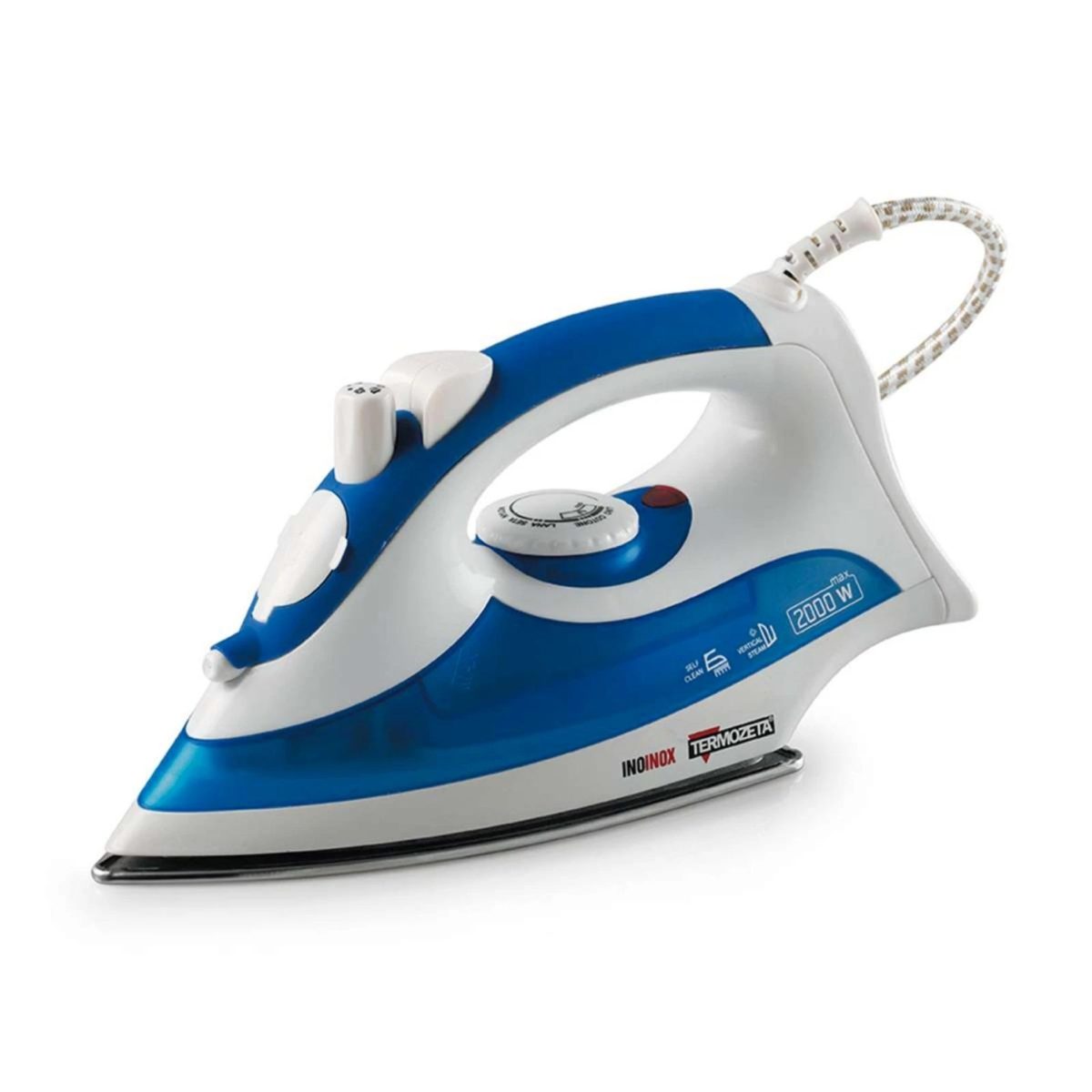 Termozeta 73467B Inox Ferro da Stiro 2000W Piastra Acciaio 200ml Blu Bianco - immagine 3