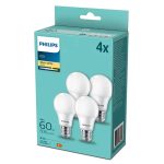 Philips Set 4 Lampadine LED E27 8W Sostituisce 60W Luce Bianca Calda