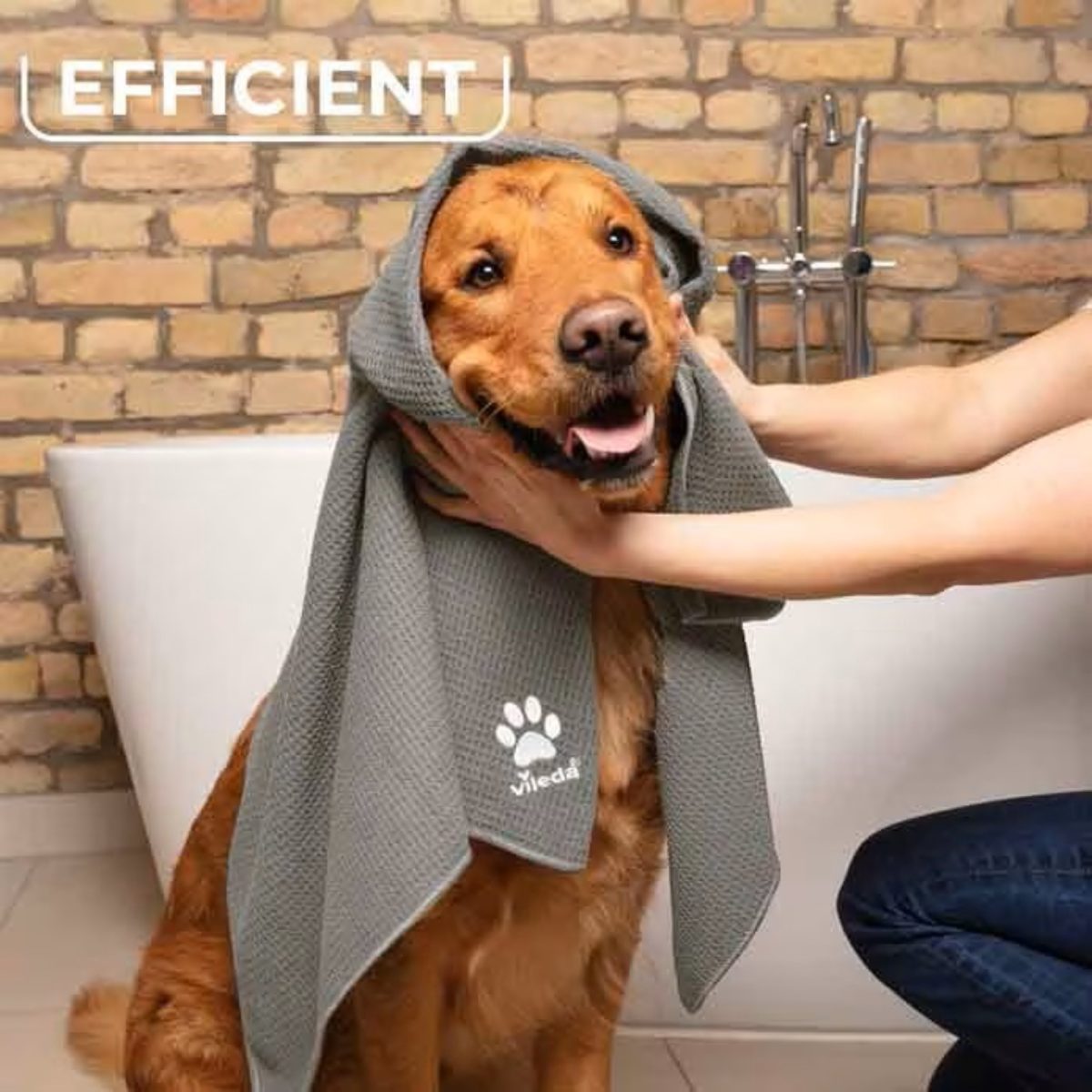 Vileda Pet Pro Asciugamano in Microfibra Taglia M per Animali, Tessuto Waffle - immagine 2