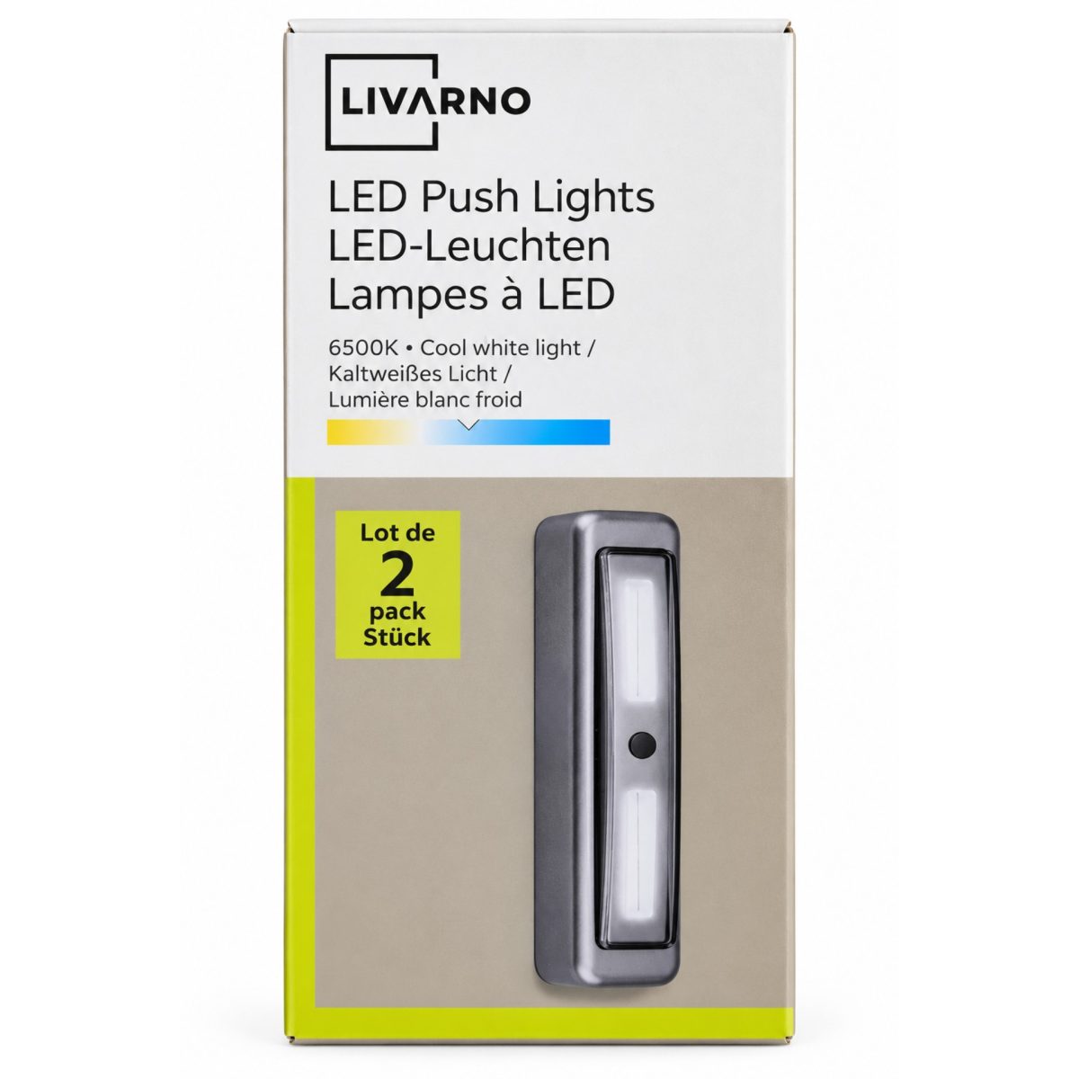 Livarno Luci LED a Pressione Set 2 Pezzi Luce Bianca Fredda 6500K Grigio Interni - immagine 2