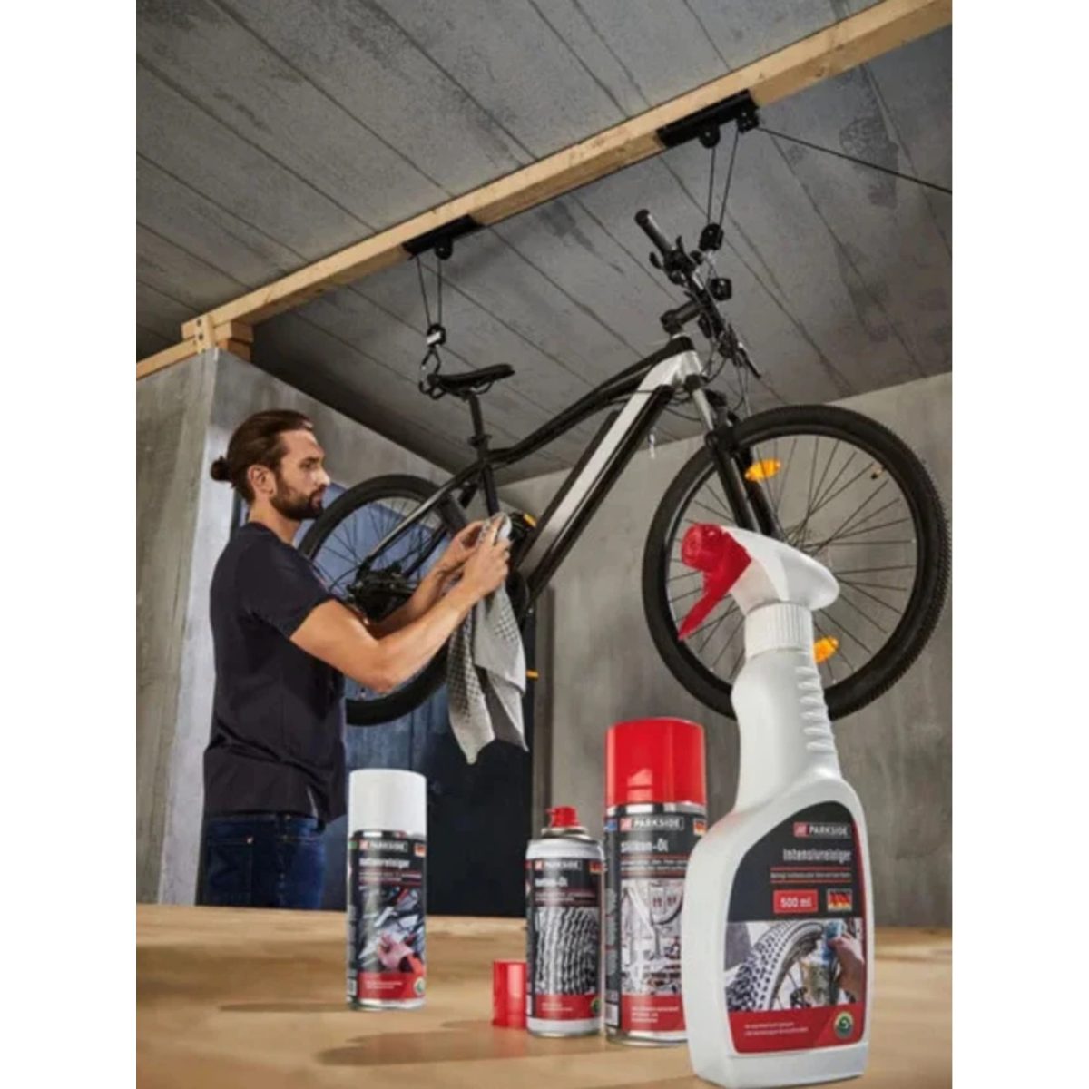 Fischer Lift Plus Supporto a Soffitto per Bicicletta fino 30 kg Portabici Nero - immagine 2