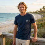 Livergy T-shirt Cotone Stampa Girocollo Manica Corta Blu Scuro Taglia M - immagine 2