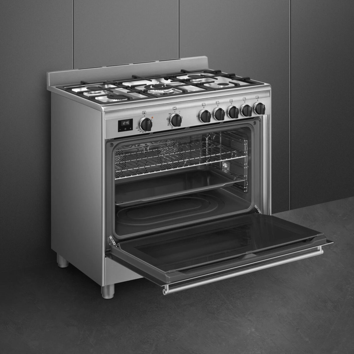 Smeg BG91X2 Cucina a Gas 90x60 Concerto 5 Fuochi Forno Elettrico 115L Acciaio - Difetto Estetico - immagine 2