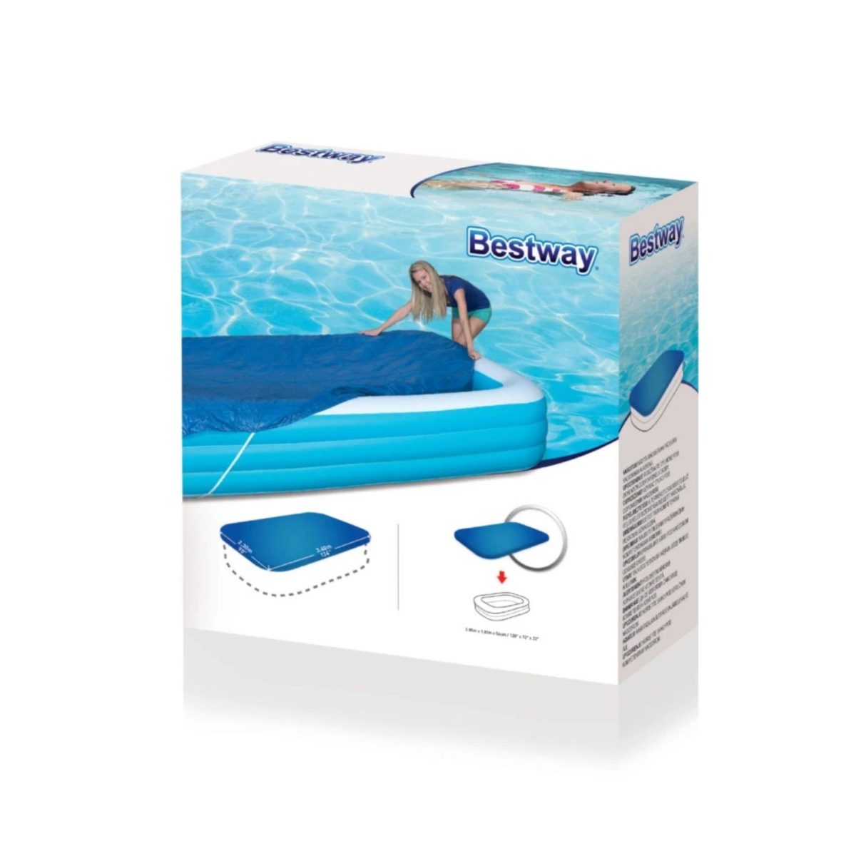 Bestway 58108 Copripiscina Rettangolare 340x230cm Piscine 305x183 Blu Nuovo Altr - Nuovo Altro - immagine 2