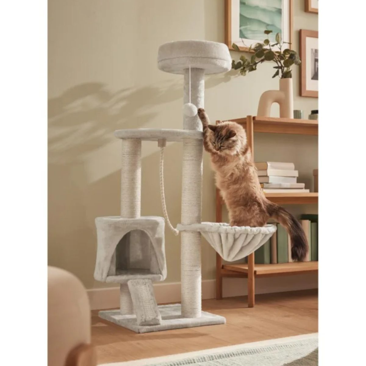 Zoofari Tiragraffi Albero Gatti Sisal Cuccia Accogliente 115 cm Cinque Livelli - immagine 7