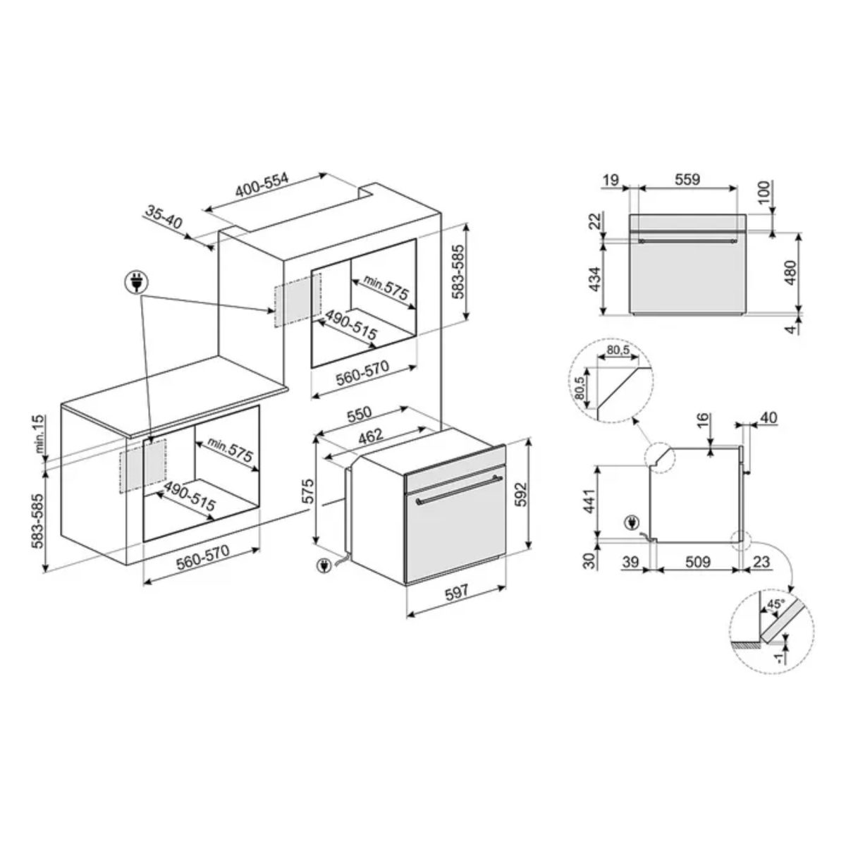 Smeg SF800AO Forno da Incasso Ventilato 70 L Classe A Coloniale Antracite 60 cm - Difetto Estetico - immagine 2