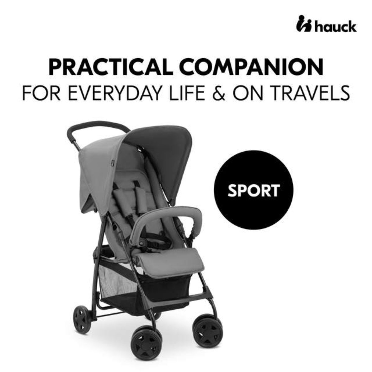 Hauck Passeggino Buggy Sport Leggero Reclinabile Grigio Cinture 5 Punti 15 kg - immagine 2