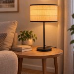 Livarno Lampada LED da Tavolo Paralume in Rafia 42,5 cm Nera Boho E27 Luce Calda - immagine 2