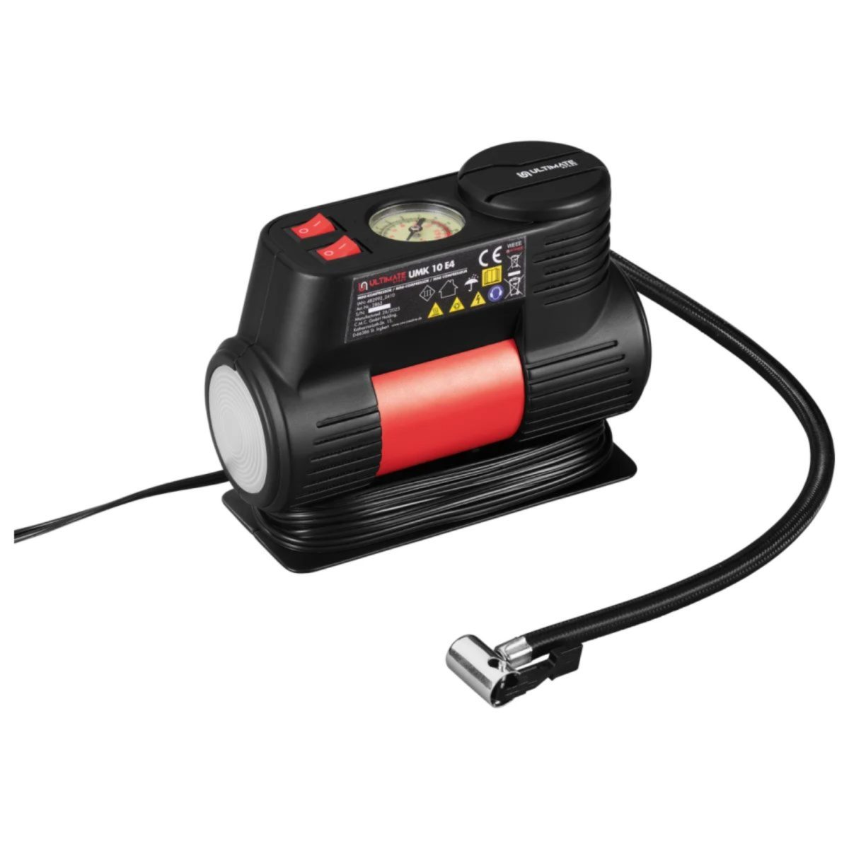 Ultimate Speed UMK 10 E4 Mini Compressore 12V Auto Bici 10 Bar Manometro LED - immagine 3